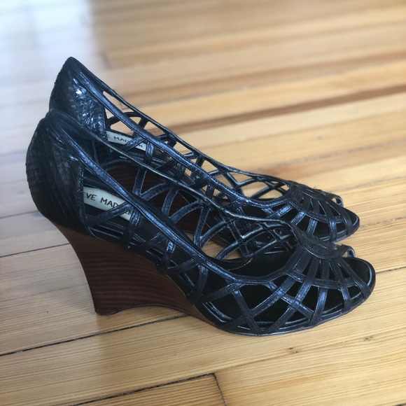 Steve Madden Siennah Wedge Sandals Black 7.5 - Picture 3 of 5